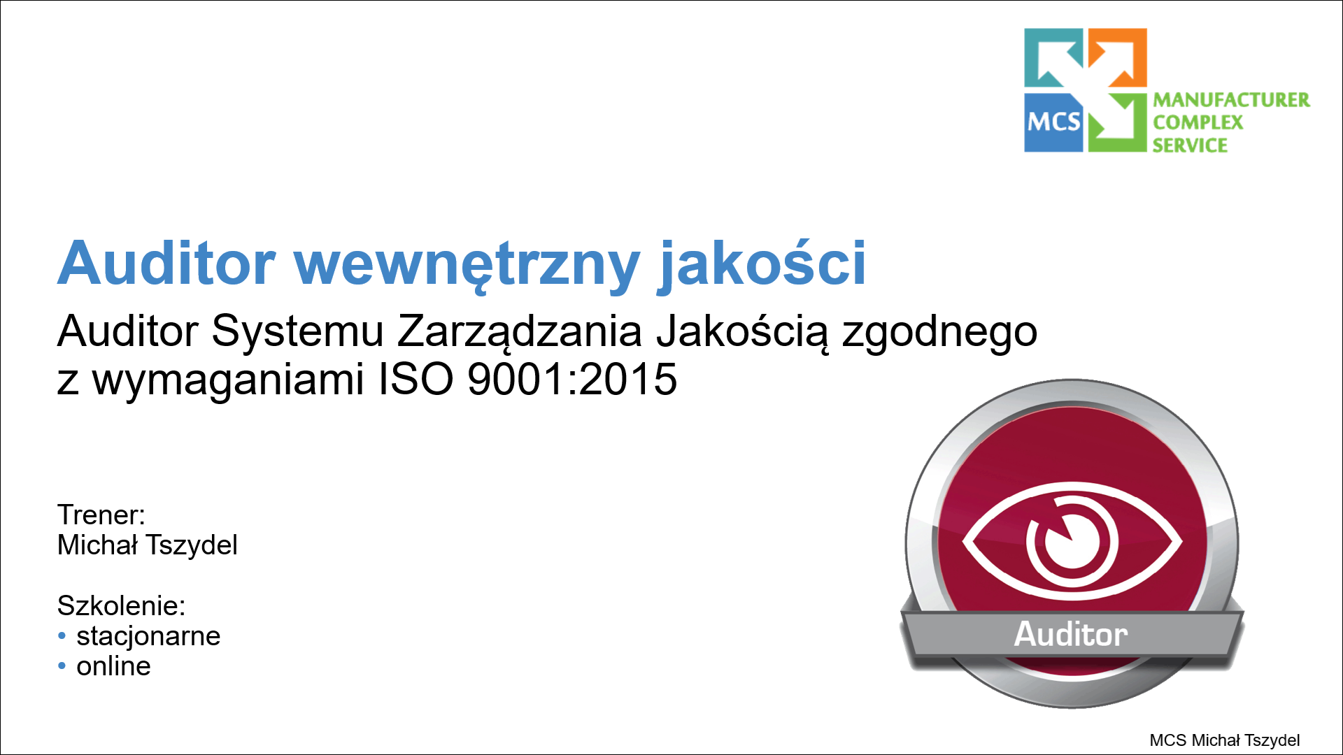 Auditor ISO 9001 2015 logo szkolenia